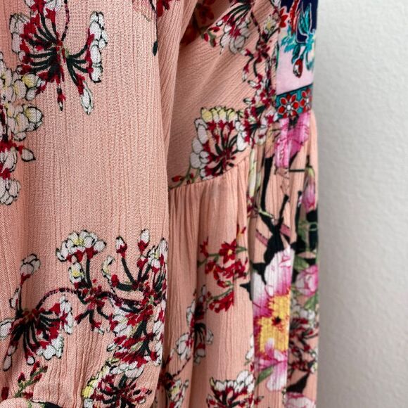 Umgee Pink Floral Dress Small Baby Doll Fairy Whimsy Goth Boho Peasant Milkmaid - Picture 11 of 13